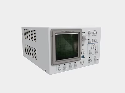 Professional Commercial Equipment Oscilloscope With White Casing Display Screen Control Knobs And Ventilation Grilles 3d model