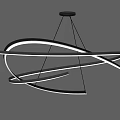 Modern Metallic Chandelier With Curved Lines And Illuminated Unique Shape