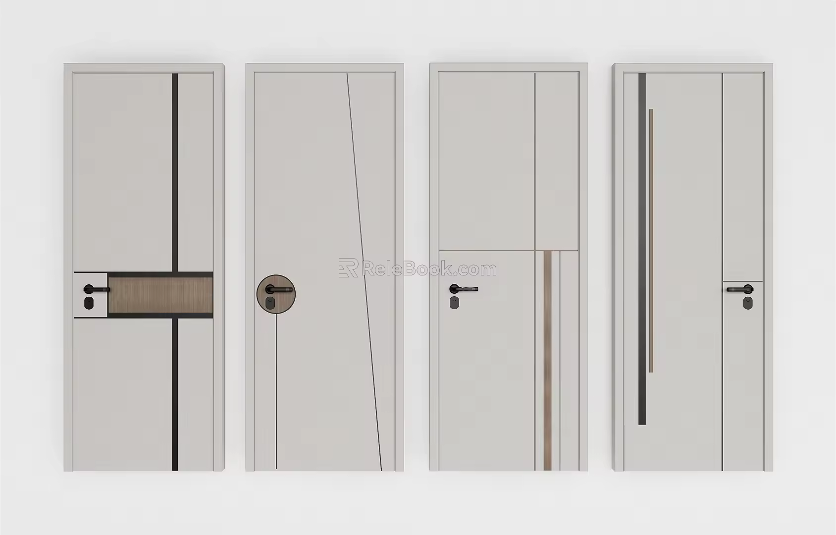 Modern swing door simple door combination 3d model