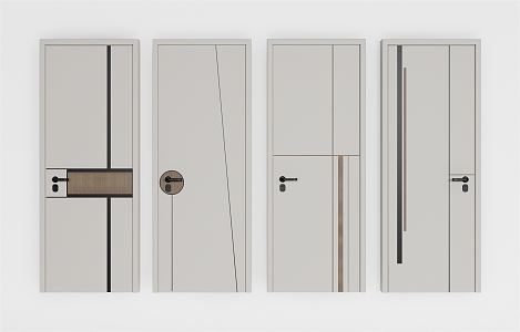 Modern swing door simple door combination 3d model