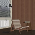 Elegant Leisure Chair With Wooden Frame Woven Backrest And Side Table With Books