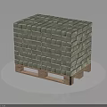 Stacked Green Bricks Arranged On Wooden Pallet With White Circular Mat