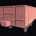 Brown Open Top Freight Train Car With Side Panels Wheels And Metal Vents