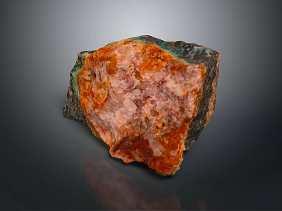 Natural Orange Pink Green Stone With Raw Textured Surface For Decorative Material 3d model