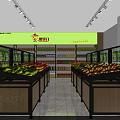Well Lit Fruit Store Interior With Various Fresh Fruits On Display Shelves And Screens