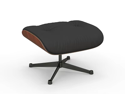 Modern Leisure Chair With Black Padded Cushion Wooden Edge And Metal Cross Base 3d model