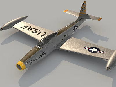 USAF Fighter Jet With Silver Exterior And FS 45 Markings 3d model