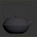 Traditional Cast Iron Teapot With Curved Handle Round Lid And Red Knob