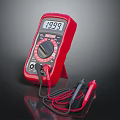 Red Digital Multimeter With Stand Test Probes And 19.99 Display On Black Background 3d model
