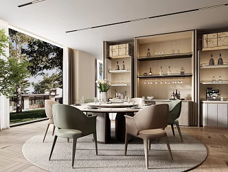 Minotti Miloti modern dining table and chair combination 3d model