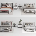 Modern Double Bed Designs Featuring Nightstands Bench And Decorative Bedding Elements 3d model