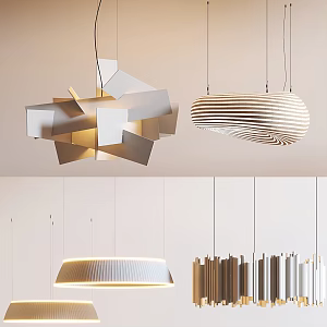 Cream Wind Chandelier Combination Chandelier 3d model