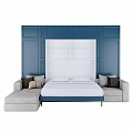 Light Gray Leisure Sofa Set With Modular Design Plush Pillows And Blue Accent Wall 3d model