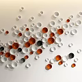 Modern Wall Decor With Circular White Orange Black Elements In Flowing Arrangement On White Background