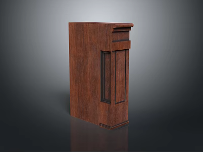 Dark Brown Wooden Cabinet With Vertical Panel Doors And Top Decorative Edge 3d model