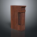 Dark Brown Wooden Cabinet With Vertical Panel Doors And Top Decorative Edge