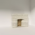 Light Colored Marble Fireplace Interior With Arched Opening And Textured Surface Design 3d model