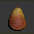 Ripe Juicy Pear With Yellow And Red Gradient Color And Brown Stem On Gray Background