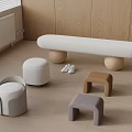 Stool Sofa Stool Low Stool Shoe Changing Stool 3d model