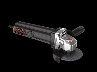 Black Industrial Angle Grinder With Red Accents And Cutting Disc For Metalworking 3d model