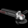 Black Industrial Angle Grinder With Red Accents And Cutting Disc For Metalworking