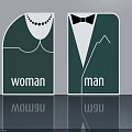 Swing Door Design With Gender Specific Symbols For Public Restroom Facilities