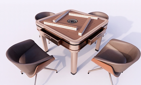 Modern Mahjong Table and Chair Mahjong Table and Chair Combination 3d model