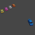 Blue Sports Car With Four Colorful Sports Cars In Different Colors On Blue Background