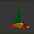 Furniture Decorated With Colorful Origami Bird Design In Green Red Yellow