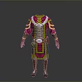 Colorful Traditional Decorative Costume With Golden Accents Red Pink Details And Armored Elements
