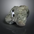 Sculptural Carving Stone With Rough Surface Measurement Label And Gray Greenish Texture