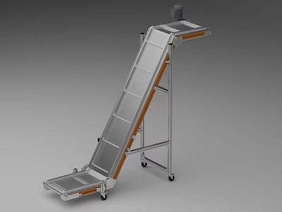 Portable Tilted Conveyor With Metal Frame And Wheels For Household Goods Transport 3d model