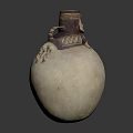 Handcrafted Cream Colored Clay Vase With Brown Decorative Patterns And Handles For Home Decoration