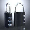 Modern Door Handle Featuring Combination Lock With Silver Dials And Black Body Design 3d model