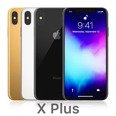 Gold White Black iPhone Models With Bright Display Showing Time And Date 3d model