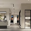 Modern Specialty Store Interior Design with Reception Desk Display Area and Ambient Lighting