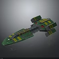 Futuristic Green And Yellow Aircraft 3D Model With Multi Section Detailed Structure Design