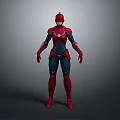 Detailed Female Superhero 3D Model With Red Blue Costume And Standing Pose