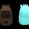 Two Fashionable Backpacks Featuring Brown And Light Blue Designs For Casual Use
