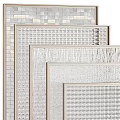 Contemporary Room Divider With Various Textured Glass Panels And Metal Frames
