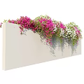 Lush Flowering Vines With White And Pink Blooms Hanging From Metal Rods Against Black Background