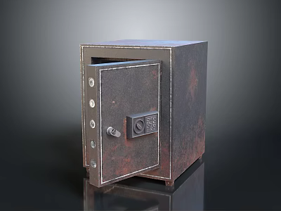 Industrial Safe With Open Door Combination Lock And Rustic Texture For Secure Storage 3d model