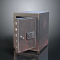 Industrial Safe With Open Door Combination Lock And Rustic Texture For Secure Storage