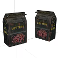 Vintage U.S. Mail Public Mailboxes With Letters Marking And Graffiti Design 3d model