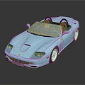 Light Blue Ferrari Convertible Sports Car With Two Seater Design And Shiny Exterior