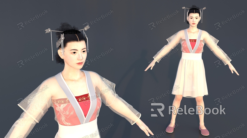 Ancient Asian Girl Hanfu Style Woman Hanfu Decorative Characters model