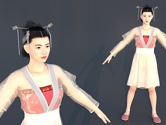 Ancient Asian Girl Hanfu Style Woman Hanfu Decorative Characters 3d model