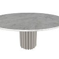 Modern Round Dining Table With White Marble Top And Gray Fluted Leg 3d model