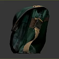 Green Canvas Crossbody Bag With Brown Accents Orange Crest And Plaid Design