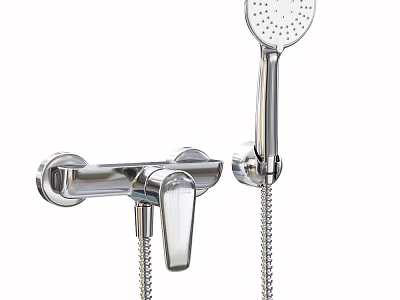Wall Mounted Chrome Shower Head With Handheld Sprayer And Control Handle 3d model